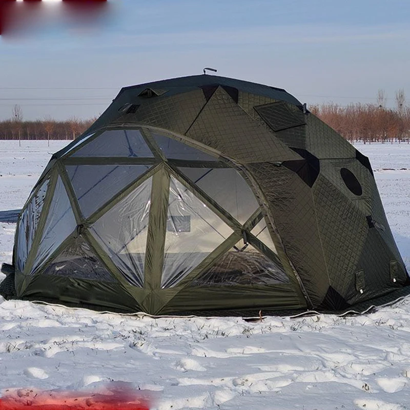 Winter Insulated Tent, Large Window Warm Fishing Shelter, Family Camping Accommodates 8 People Cold Weather Outdoor Use
