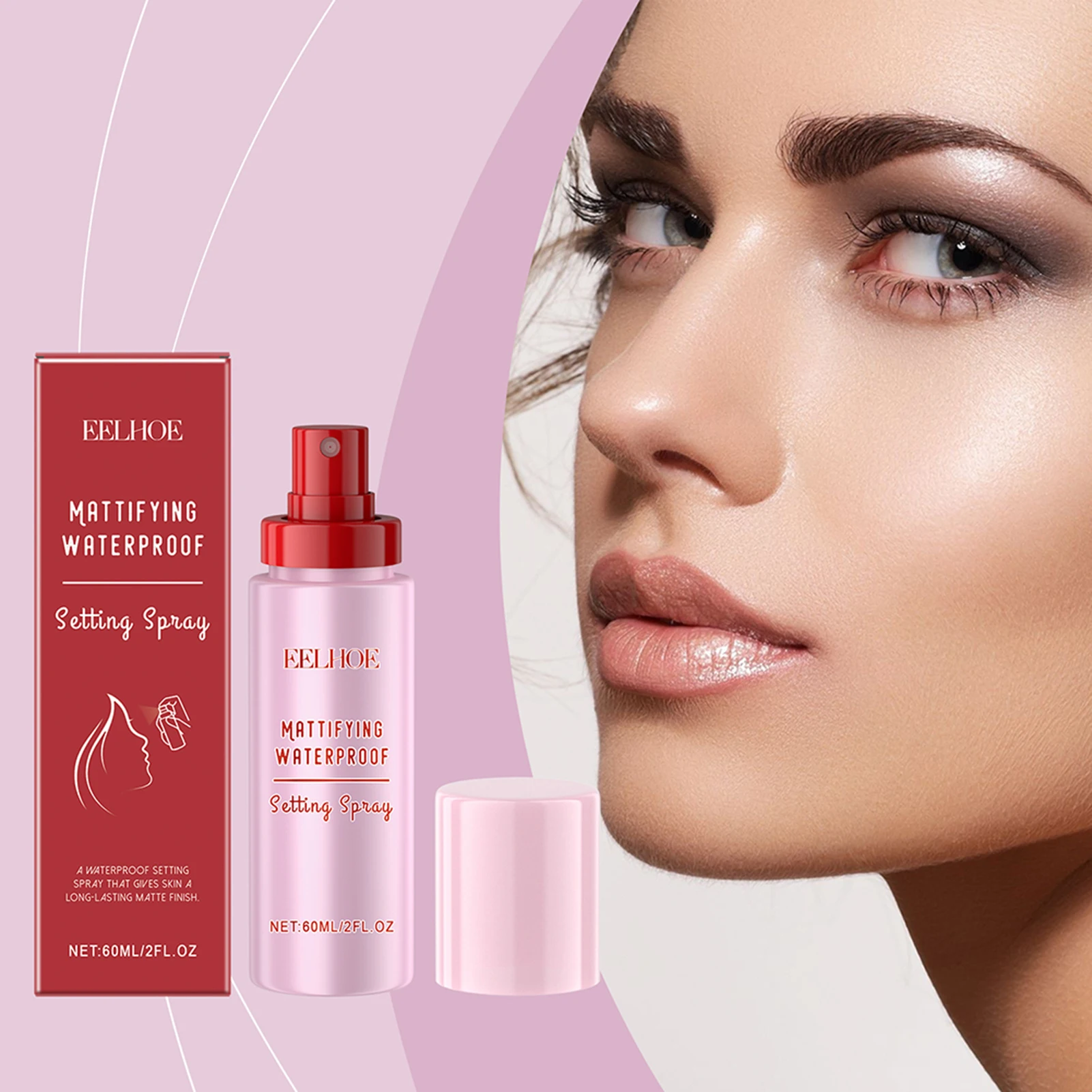 60ml Professional Makeup Setting Spray,Powder Melting Glass Setting Spray Mattifying Waterproof Setting Spray For Women Girls