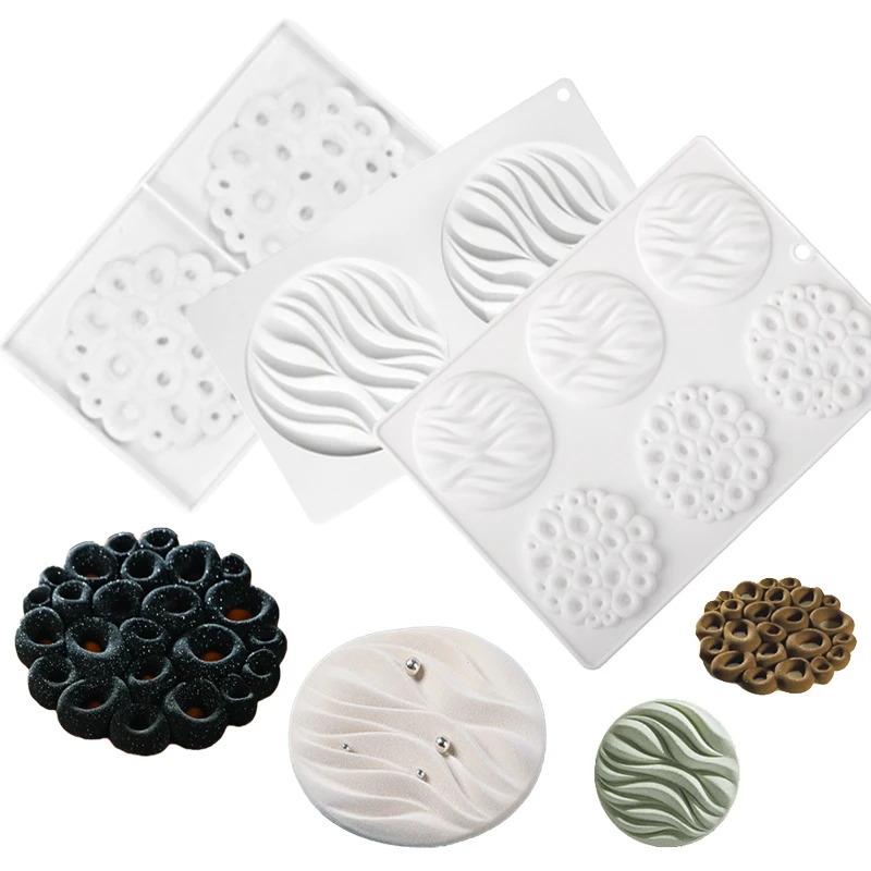 Molde Circular para pastel decorativo con estampado de colina y flores, moldes de silicona para Chocolate, molde para pastel de Mousse, herramientas para hornear postres de cocina