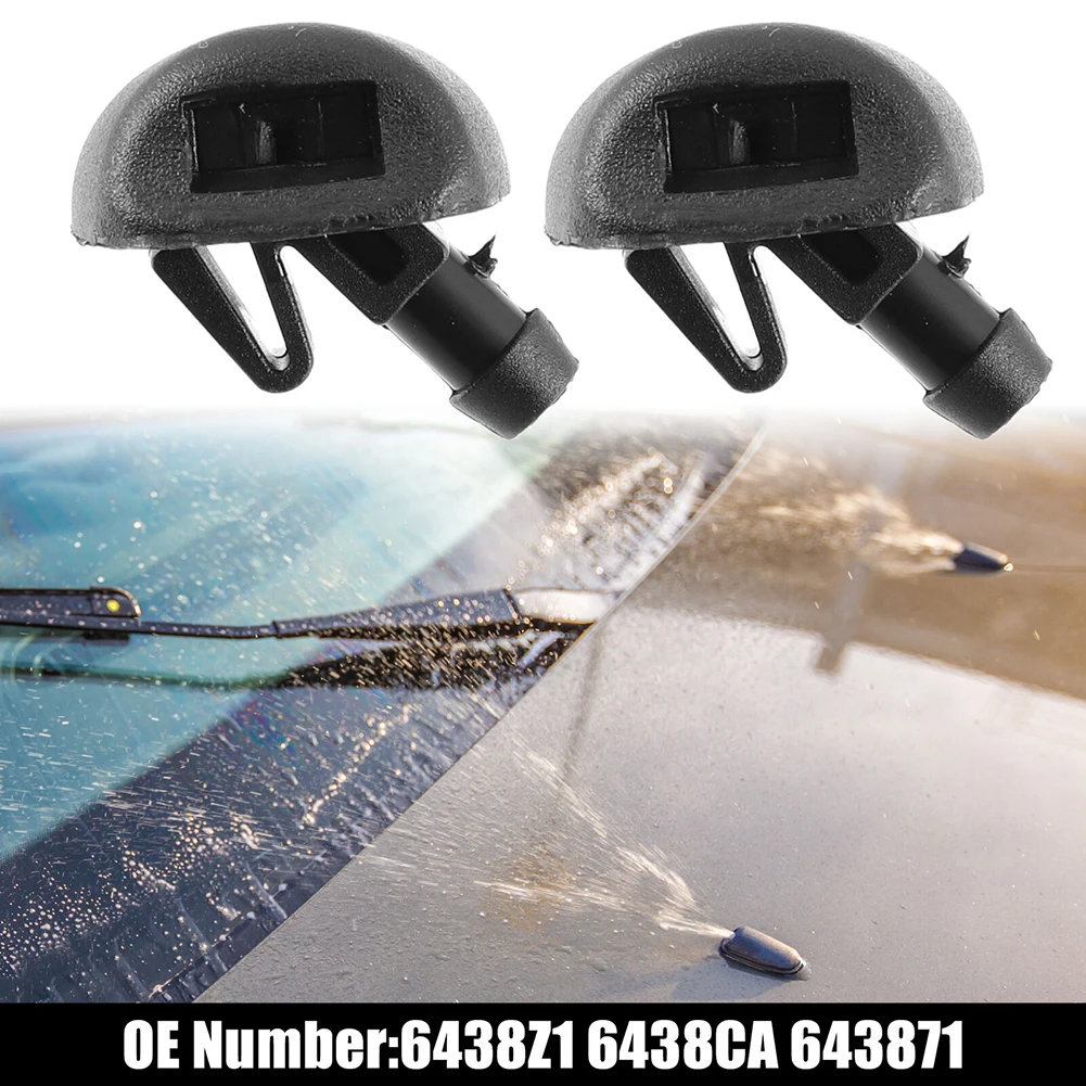 2pcs Wiper Washer Nozzles Black Car Front Windscreen Wiper Water Washer Jet Nozzles For 407 206 C2 C5 6438Z1