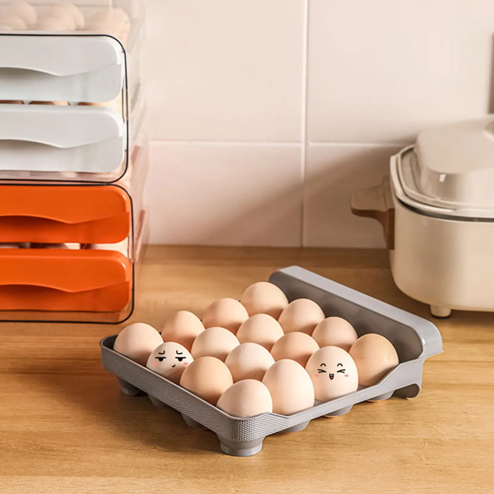 

Double Layer Egg Organizer Holder Drawer Style Thickened Wear-Resistant Egg Box Multi-Function Refrigerator Storage Kitchen