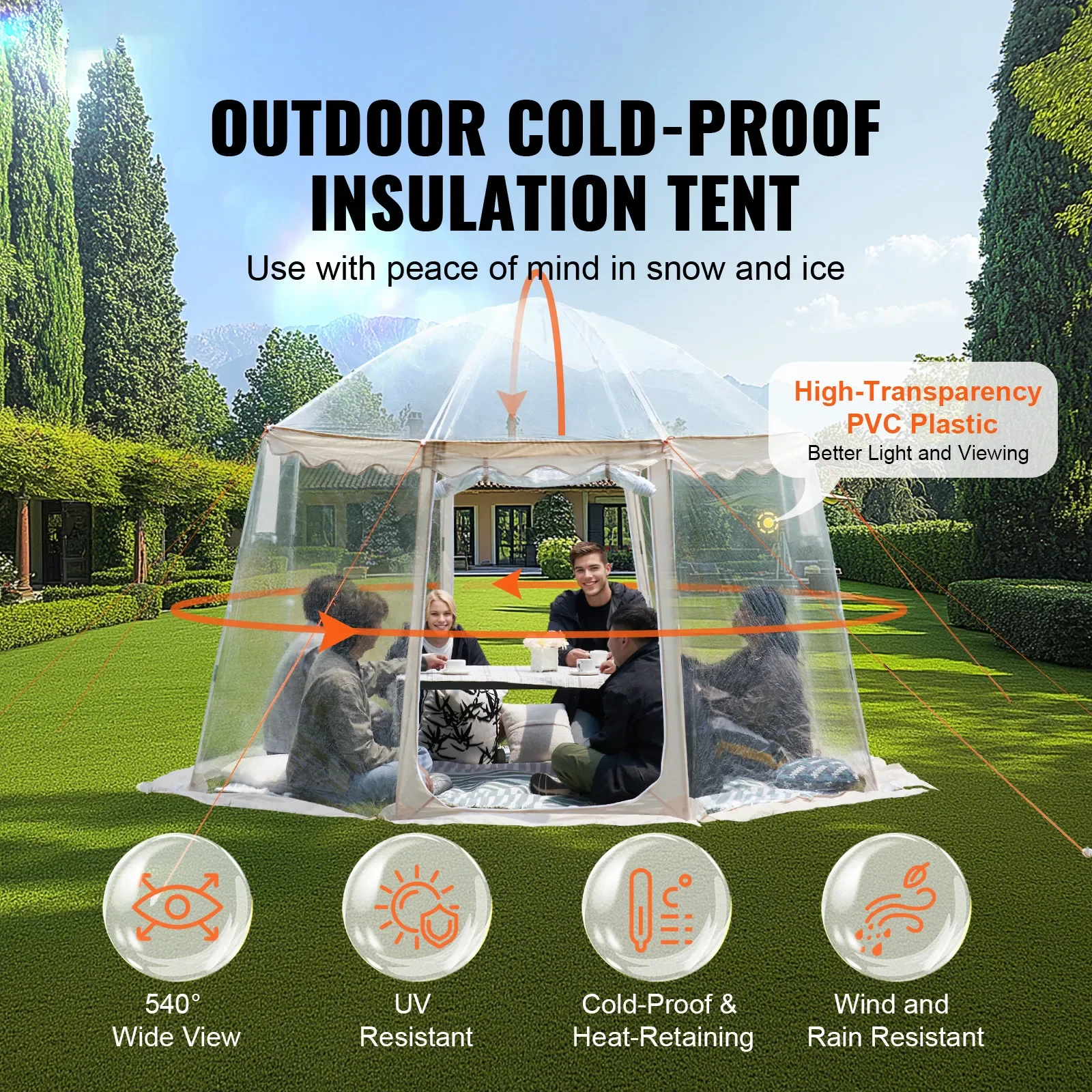 Latest Model Sports Tent Instant Pop-Up Clear Bubble Shelter Weather Proof 4-8 Person