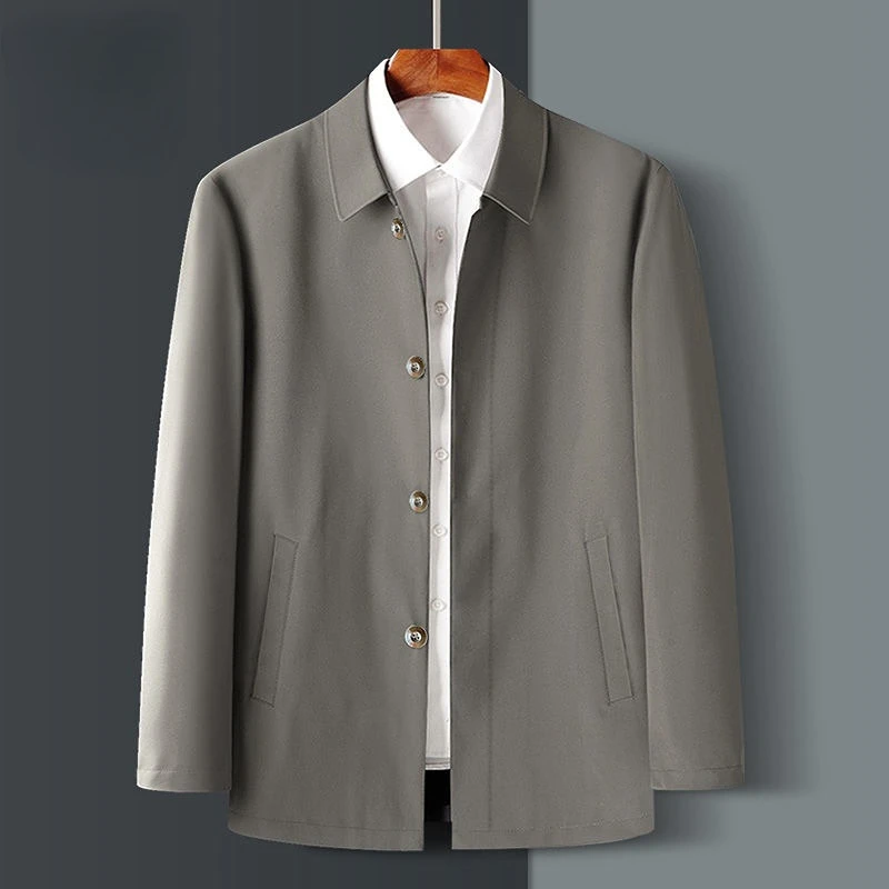 

Men's Business Casual Button Jacket Loose Fit Coat & for Autumn Thin Section Classic Versatile Turn-down Collar Q466