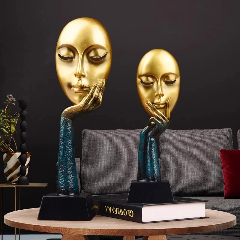 

Wine Cabinet Decorative Figurines Modern Home Decoration Creative Living Room Thinker Mask Nordic Home Art Decoration Christmas