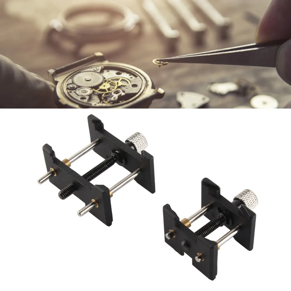 2Pcs Practical Black Watch Movement Holder Metal Different Sizes Watch Repair Tool Watch Movement Base For Watchmakers