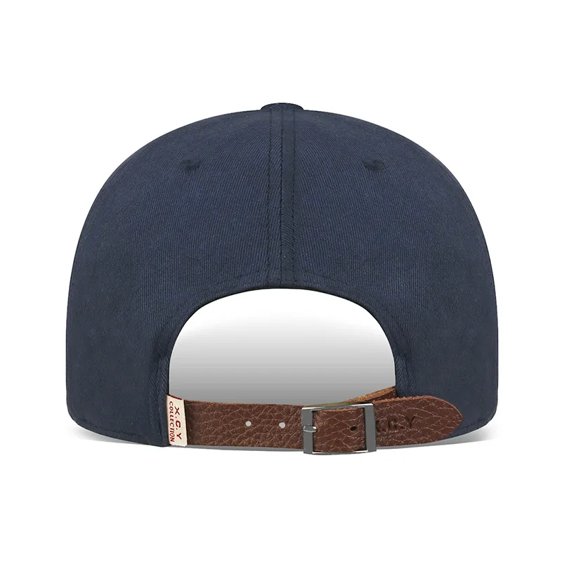 Japanese Short Brim Leather Label Baseball Cap Men Women Outdoor Sports Workwear Duckbill Hats Soft-top Letter Sunshade Hats
