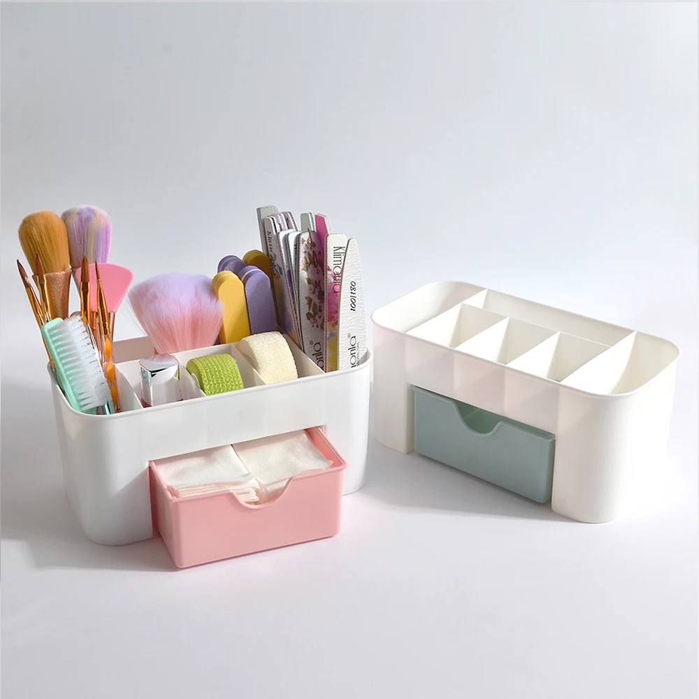 

Nail Art Plastic Organizer Cleaning Cotton Pad Swab Container Gel Polish Remover Nail Storage Box Clean Desk Make Up Organizer