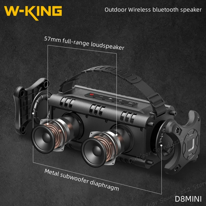 W-King D8mini Portable Speaker Square Dance Stereo Outdoor Loud Small Stereo Camping Car Subwoofer 3d Surround Sound Hifi Player