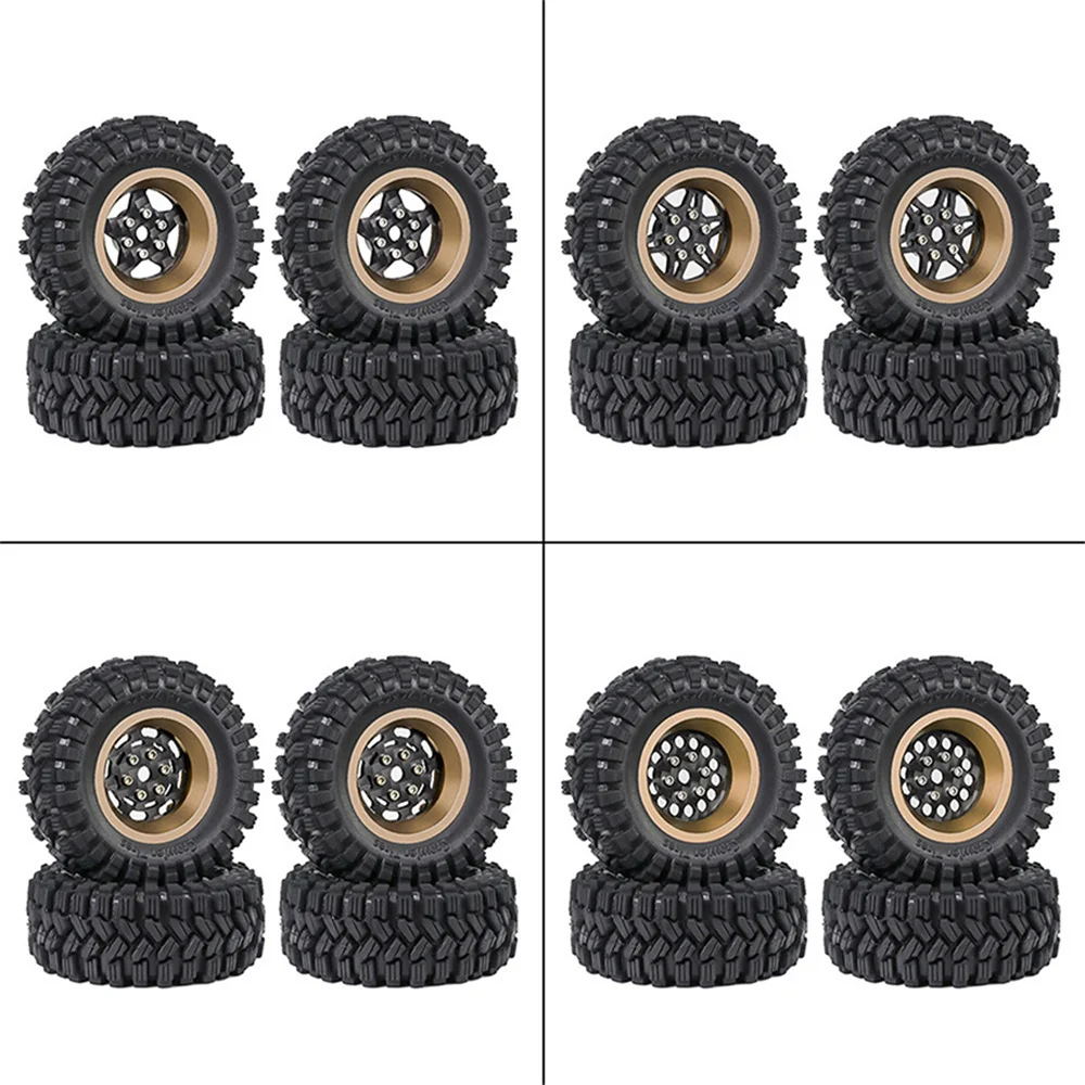 

1 Set Zinc Alloy + Carbon Fiber 1.2-Inches Tire For Trx4m Scx24 Fms24 Beadlock Wheel Rim Tire Rc Crawler Car Tire RC Accessory