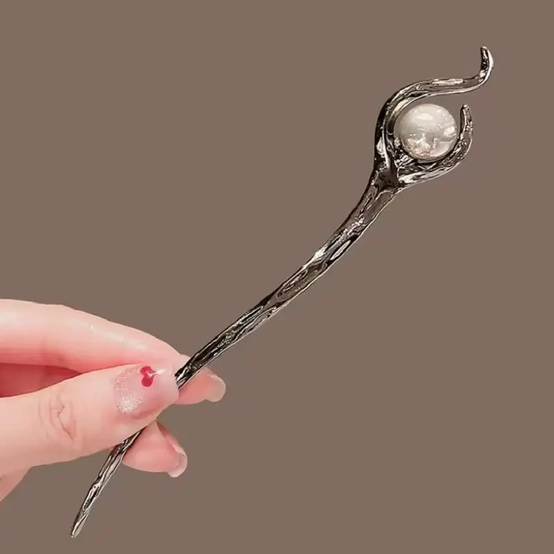 

Retro Chinese Style Hairpins Side Clips Simple Alloy Hair Sticks Forks Pearls Decor Women Girls Updo Hair Jewelry Accessories