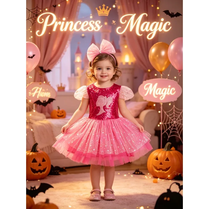 Sweet Sequins Mesh Princess Costume, Halloween Birthday Party Cosplay Dress, Role Play Outfit for Holiday Stage Show Costume
