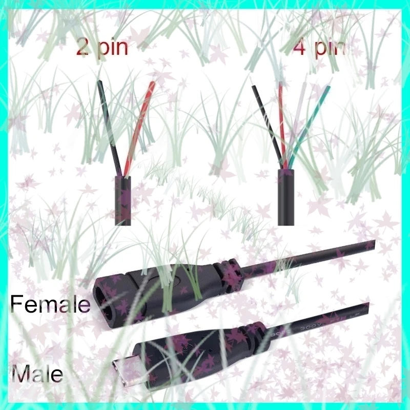 1/5/10pcs 2-pin 4-pin Data line 25cm USB 2.0 Type-C Power Supply Extension Wire Cable Charger Connector Male Female Plug E3