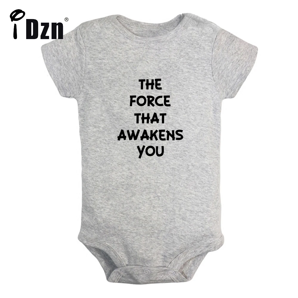 The Force That Awakens You Baby Boys Funny Bodysuit Baby Girls Letter Printed Rompers Cute Infant Short Sleeves Jumpsuit Clothes