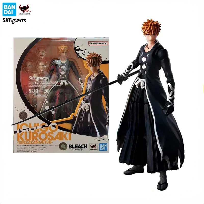 In Stock Original BANDAI S.H.Figuarts SHF Death God Kurosaki Ichigo Tensu Zangetsu Anime Model Action Figure Toy Collection Gift