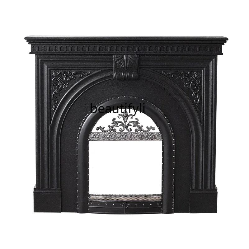 

French Electronic Fireplace Simulation Fire Living Room Decorative Cabinet Villa Interior Finished Fireplace Rack False Flame