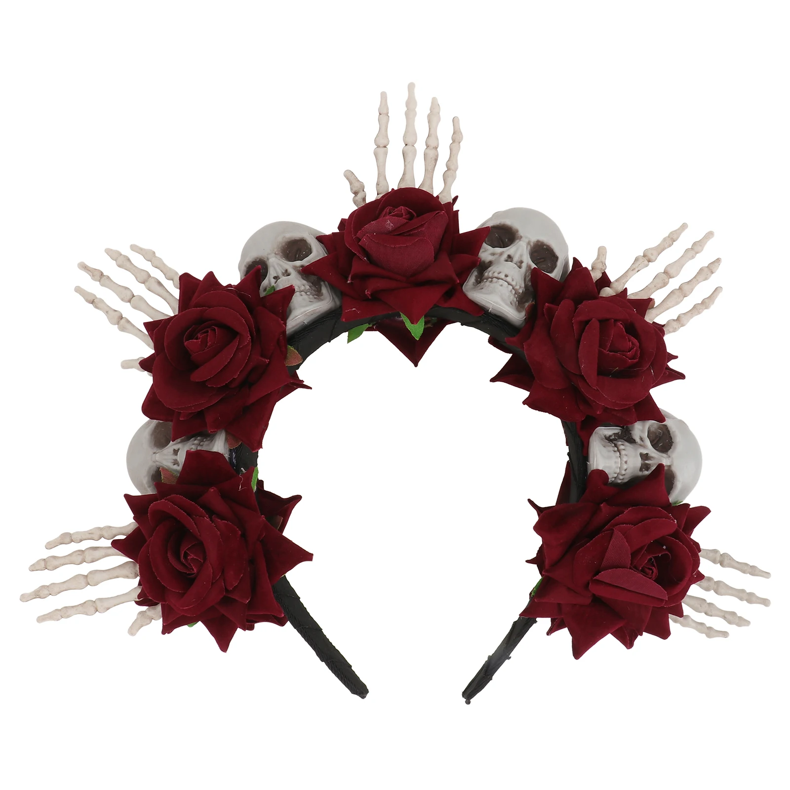 

Skull Headdress Rose Hair nament Flocking Gothic Halloween Decoration Bridal Party Hairstyling Tool Lightweight Durable