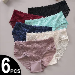 6PCS/Set Hollow Out Floral Lace Panties Women Briefs Sexy Lingerie Female Underwear Ladies Soft Breathable Cotton Underpants