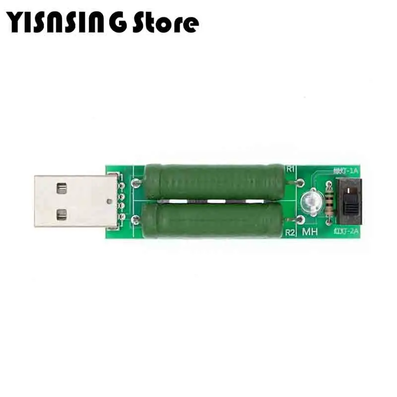 USB Mini Discharge Load Interface Resistor 2A/1A With Switch 1A Green LED 2A Network LED Module Testing Aging Resistor