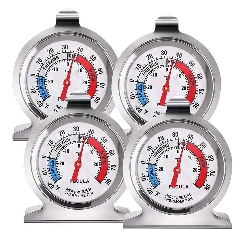2-pack koelkastthermometer -20-80 ° F Classic koelkastthermometer grote wijzerplaat met rode indicatiethermometer voor vriezerkoeler - afbeelding 1