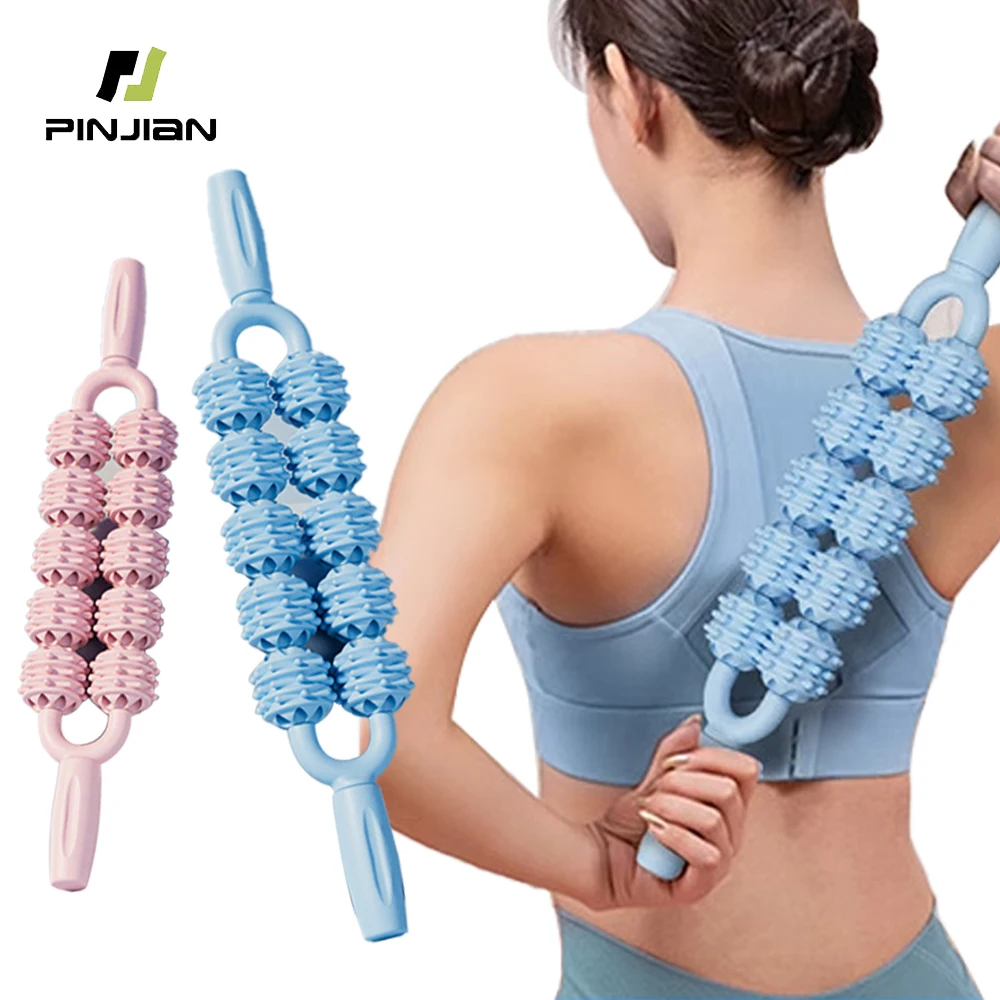 

10-Wheel Yoga Massage Roller Stick Trigger Point Anti Cellulite Body Foot Face Leg Slimming Massage Gym Muscle Roller Sticks