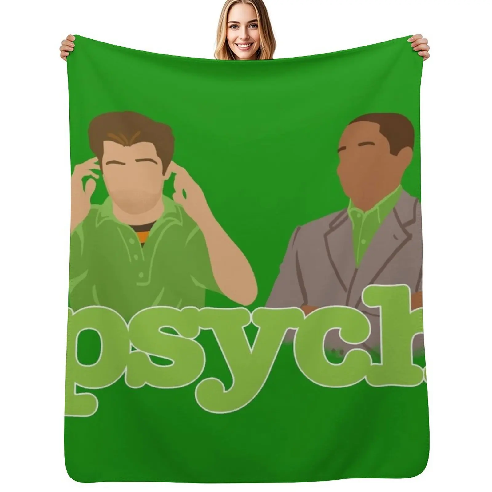 PSYCH Throw Blanket Faux Fur Soft Warm Blanket for Bed