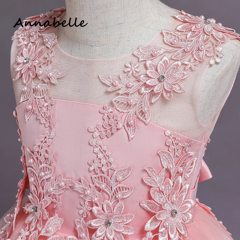 Annabelle-vestido de flores con lazo para niña, vestidos de fiesta de boda para niños, ropa de bebé hinchada colorida, vestidos de princesa