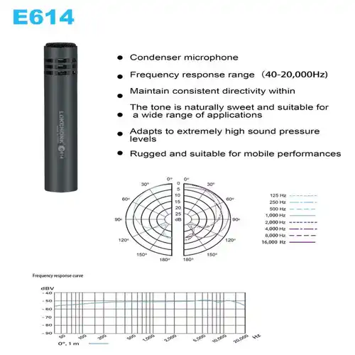 Imagen 2 del producto Lokchonk E614 Micrófono de condensador, micrófono de condensador cardioide para tambores superiores, vocales, guitarra acústica, performance en vivo
