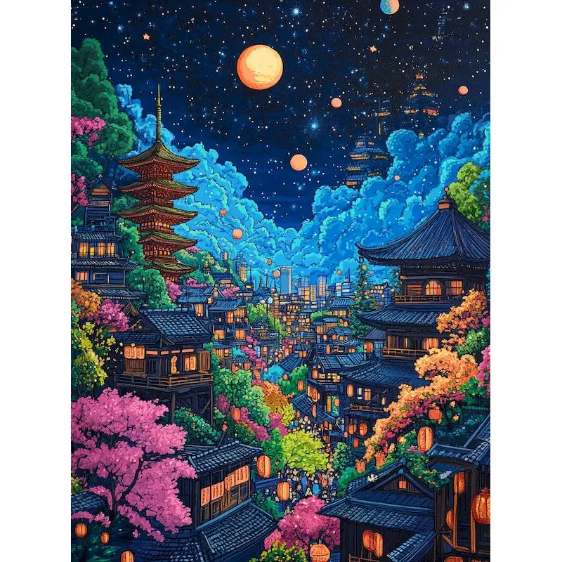 

RUOPOTY Diy Painting By Numbers Handpainted Illustration Landscape Building Diy Gift Paint With Numbers For Home Decors