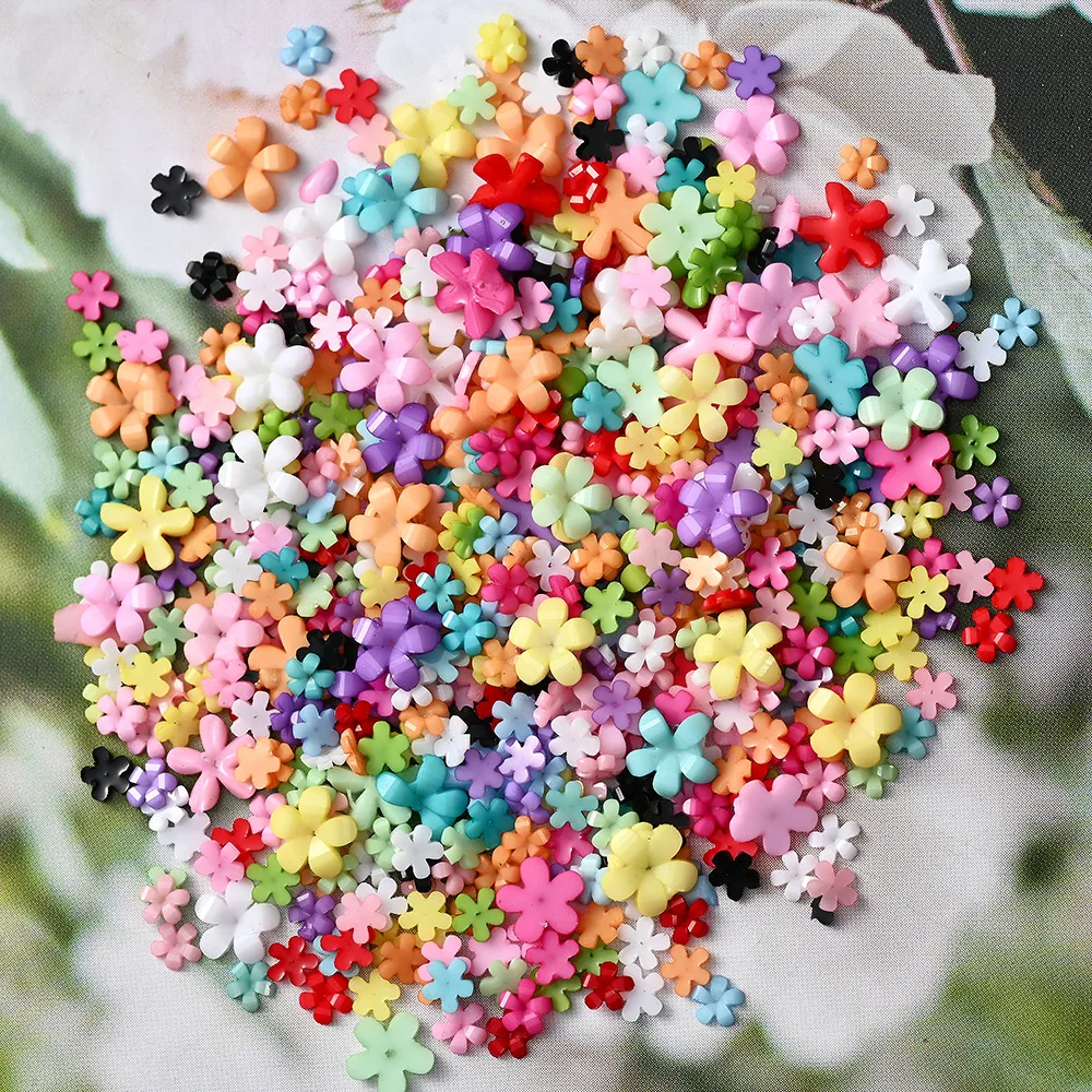 100pcs/bag 3D Acrylic Flower Nails Charms Mixed Size Colors Nail Art Decoration Rhinestones Florets Jewelry DIY Nail Accessories