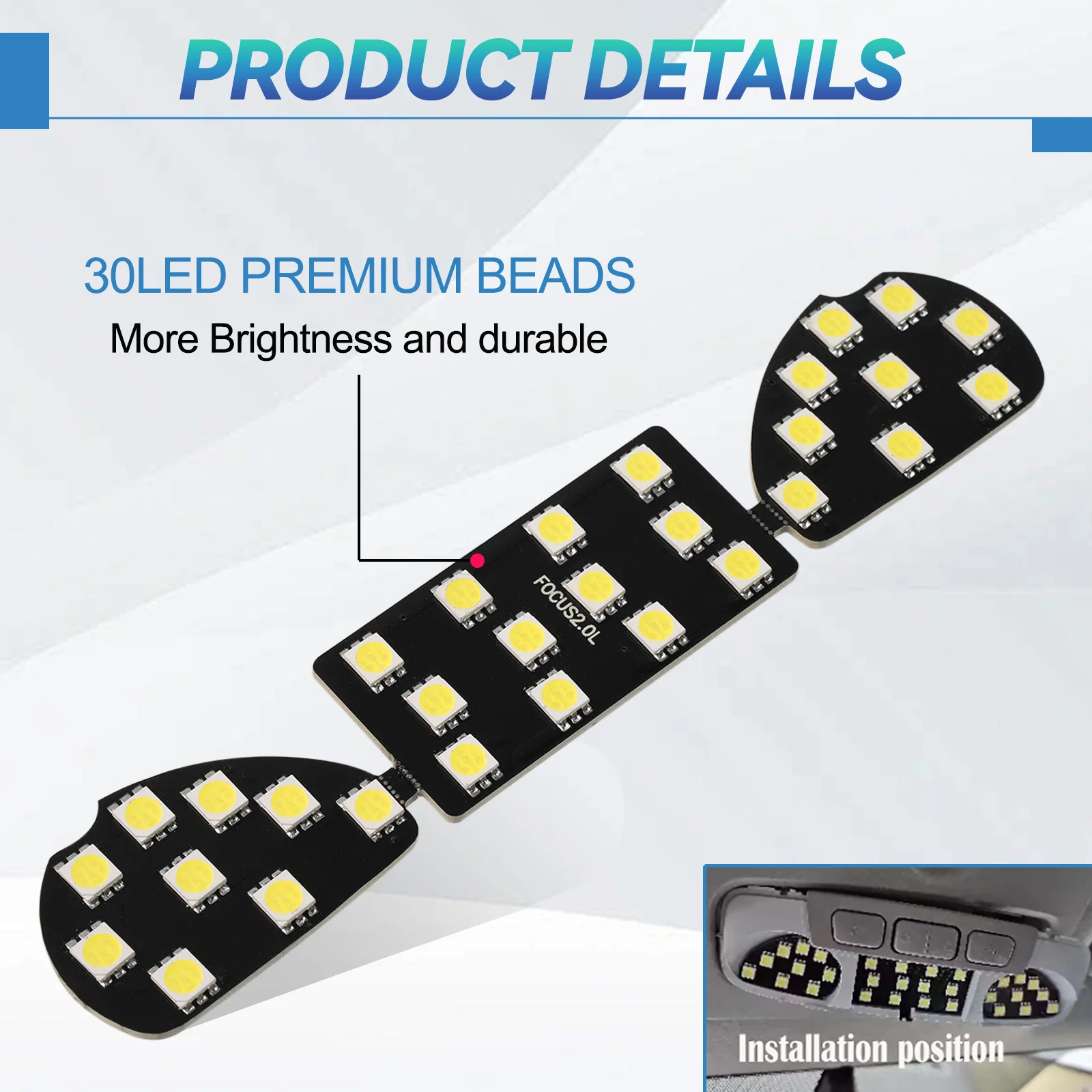12V 30LED Interior Light Reading Light Map Light Dome Lamp Canbus White LED For Ford Ecosport Focus 2 MK2 07-14 Ford Accessories