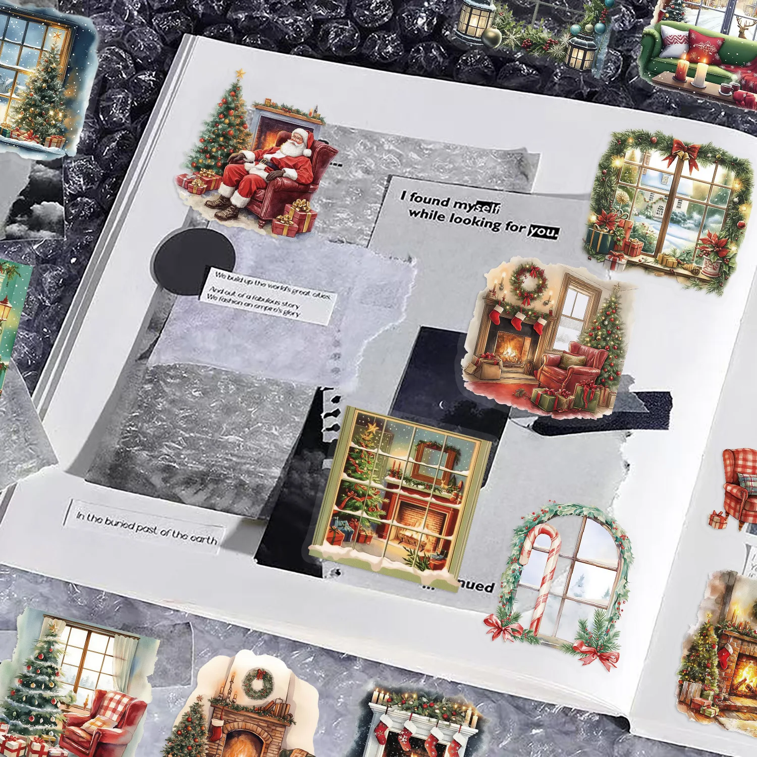 50 قطعة من ملصقات مشهد عيد الميلاد الكرتونية الشفافة لتزيين الحيوانات الأليفة والكمبيوتر المحمول والجيتار حافظة هاتف iPad ملصقات مقاومة للماء لعبة أطفال #6