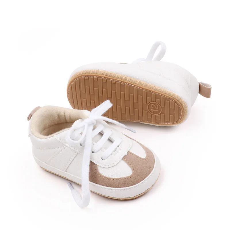 Chaussures décontractées en PU pour bébés, baskets pour nouveau-nés garçons et filles, semelle en caoutchouc non ald, premiers marcheurs, nouvelle mode, 2024