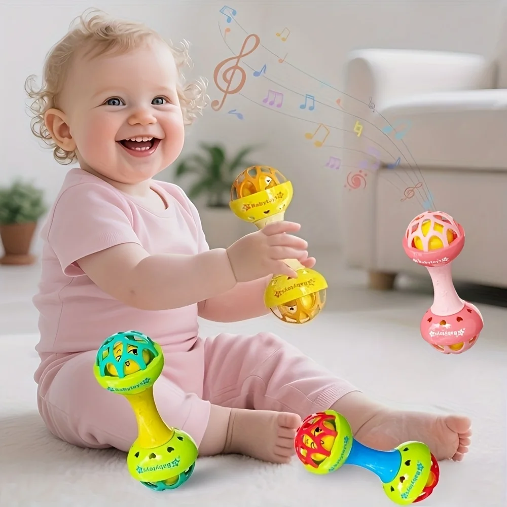 Baby Double Headed Ringing Toy, available in multiple colors, bright and eye-catching, loved by babies, Christmas gift