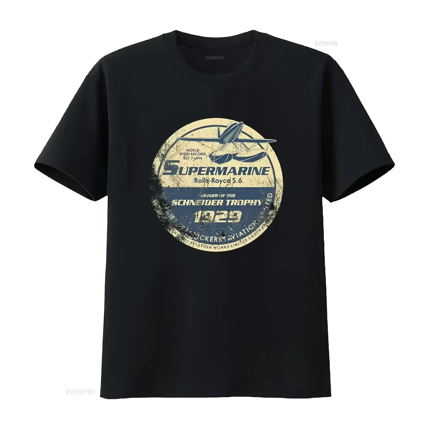 تي شيرت Supermarine Aviation Speed Trials تي شيرت بتصميم عتيق جدًا عتيق مغسول ملابس الشارع الشهير ملابس أنيقة وناعمة #1