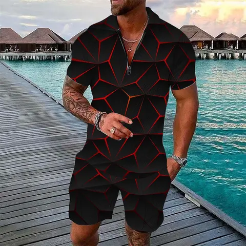 Herrskjorta Kavaj Cool 3D-utskrift Psykedelisk färg Ögonmönster Kostym Sommar Mode Golf Sportset Pikétröja Set 10 best sales polotröja - №7