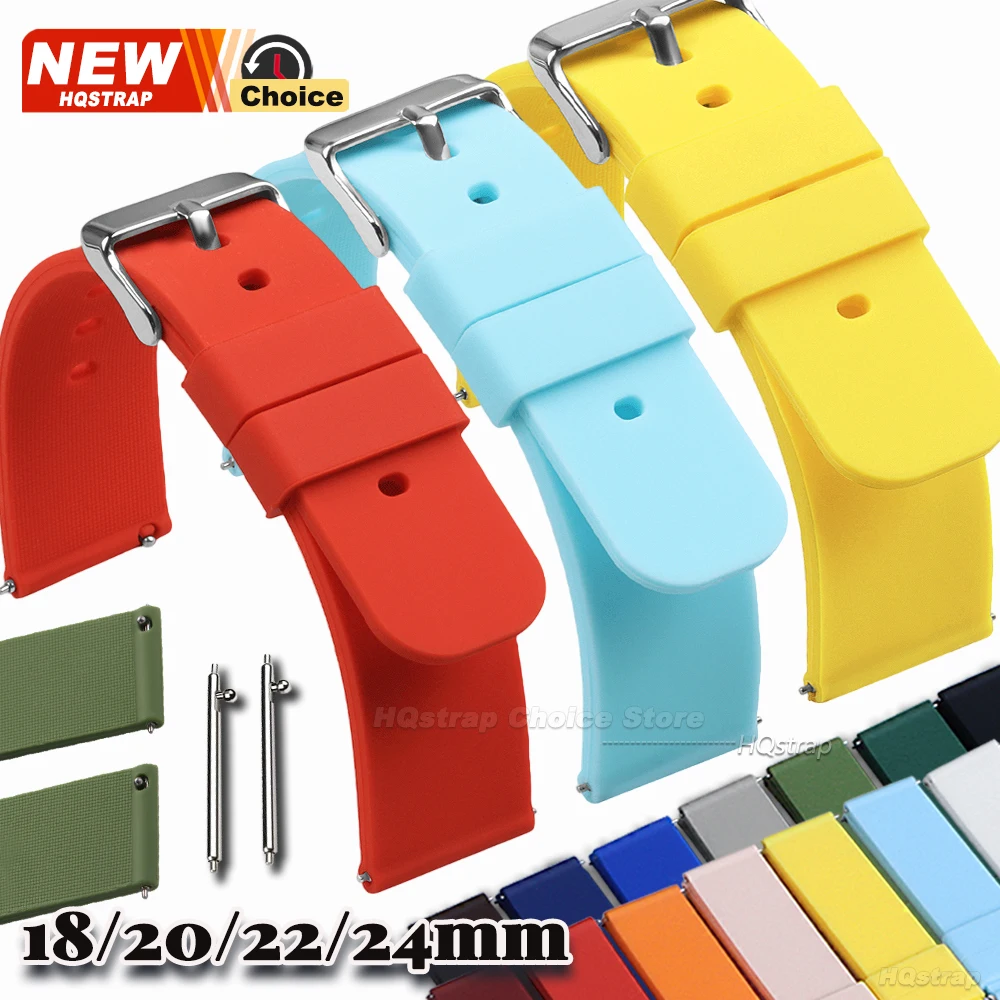 Weiches Schnellverschluss-Gummiband 18mm 20mm 22mm 24mm Universelles Ersatz-Armband für Samsung und Huawei Uhren
