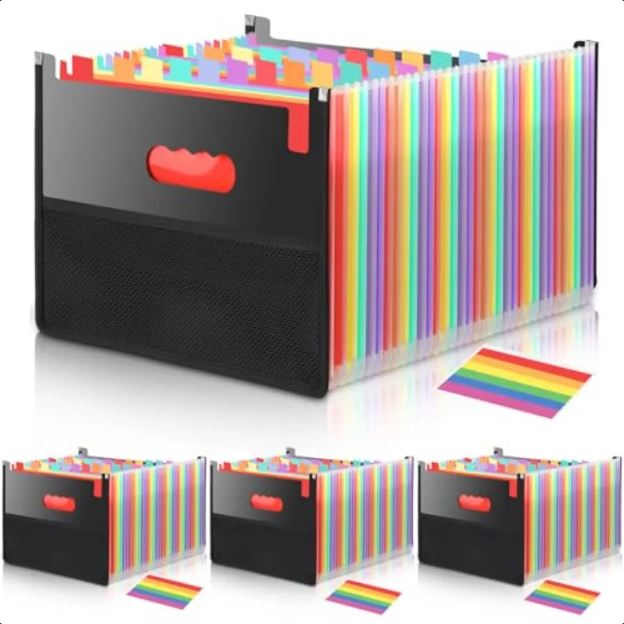 

4 Pack Expanding File Organizer 25 Pockets Folding File Folder Paper Organizers Desktop Folders Document Storage A4 Letter Size