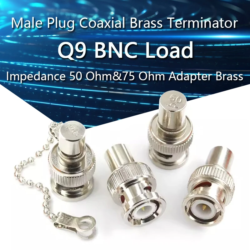 Q9 BNC Loads Male Plug Coaxial Brass Resistor Terminator Dummy BNC Load Impedance 50 Ohm&75 Ohm with Keychain Adapter Brass