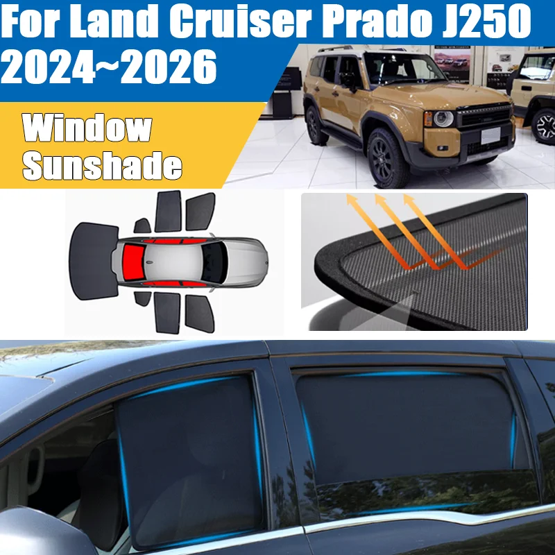 

For Toyota Land Cruiser Prado J250 2024 2025 2026 MK5 Visor Heat Insulation Mesh Sunshade UV Protection Car Shading Accessories