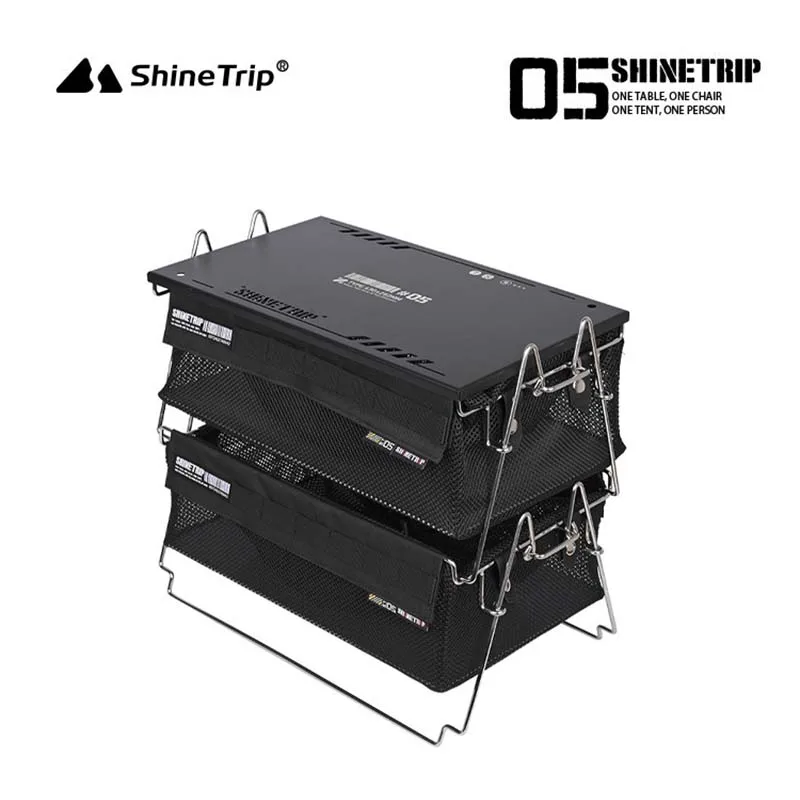 ShineTrip-Tactical Wind Detachable Outdoor Camping Storage Basket, Stainless Steel Portable Open Box, Variety Folding Bag