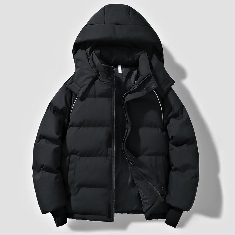 Winter New Fashion Men's Solid Color Casual Trendy Simple Basic Long Sleeve Hooded Quilted Coats Male Thicken Parkas Clothes Top