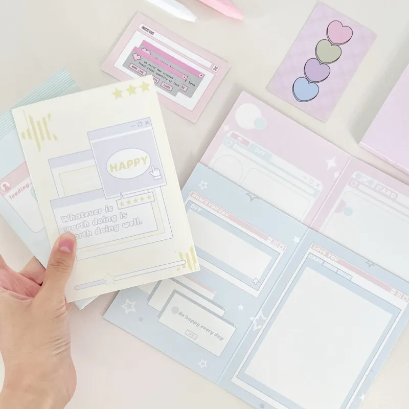 2024 Ins Simple Style Double Fold Card Practical Card Set Card Head Gift Packaging Card Greeting Card Message Card