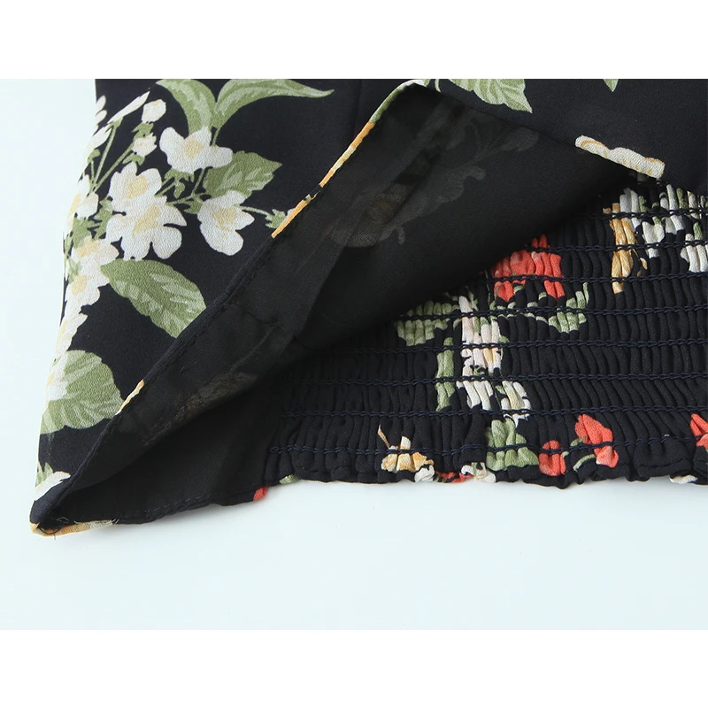 

YENKYE French Style Vintage Floral Print Blouse Women VintageSlim Summer Tops 2025 Holiday Crop Top