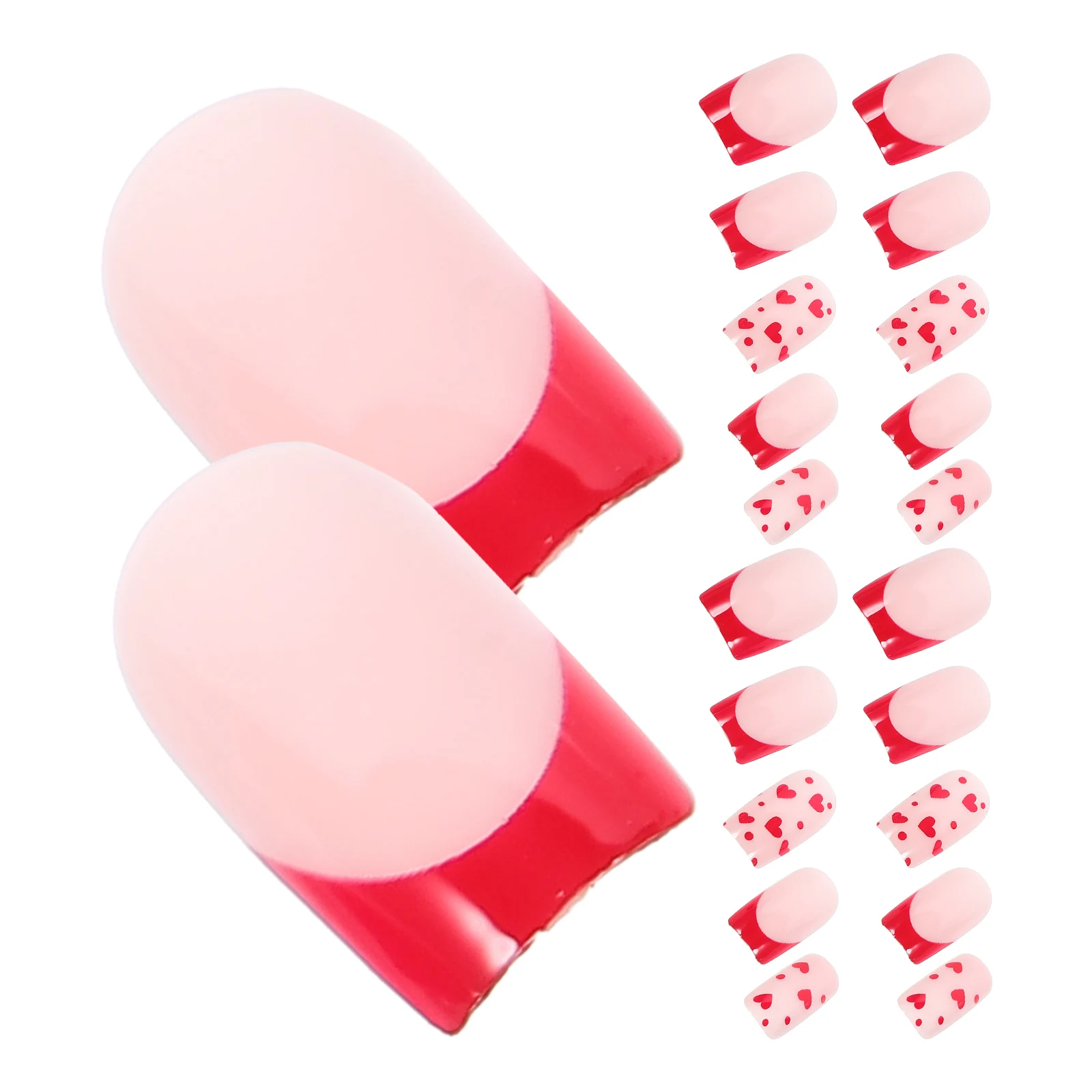 

24 Pcs Love False Nails Full Cover Tips Fake with Glue Heart Abs on Valentines Day