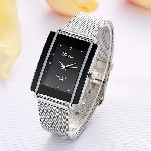 

Women Bracelet Watch Silver Square Luxury Crystal Alloy WristWatches Lvpai Brand Women Fashion Men Watch Quartz Dropshiping