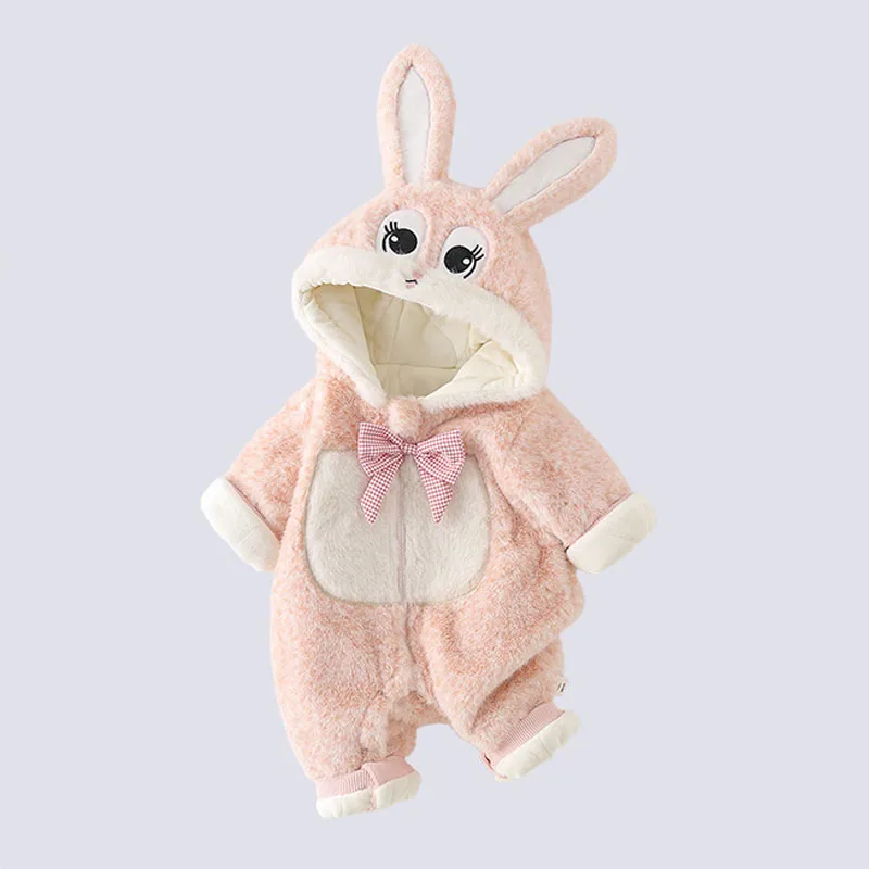 IYEAL طفل دافئ الصوف رومبير الشتاء طفلة الزي في الهواء الطلق سوبر لطيف أرنب بذلة الخريف والشتاء معطف القطن سميك