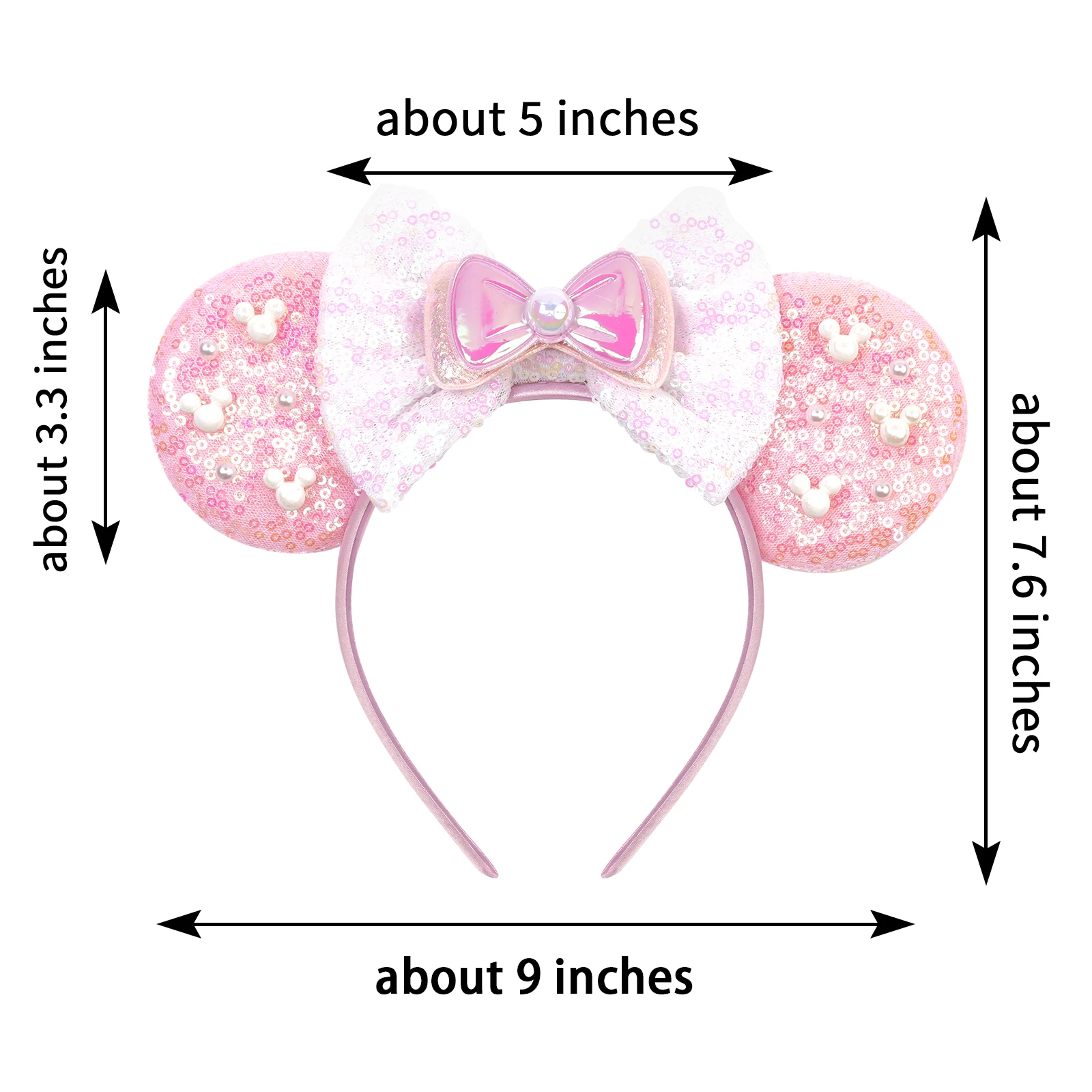 Meerjungfrauen-Mausohren-Stirnbänder, Meerjungfrauen-Serie für Damen, Party-Haaraccessoires, Charakter-Maus-Pailletten-Schleifen-Haarband, Kindergeschenke – Detail 4