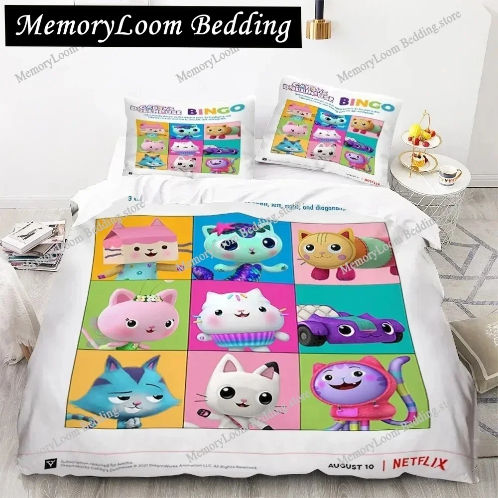 

Gabby's Dollhouse Bedding Set Cartoon Pillowcases Quilt Cover For Girl Kids Gift Sing Twin Full Queen Cute Kawaii 3D Duvet Cover