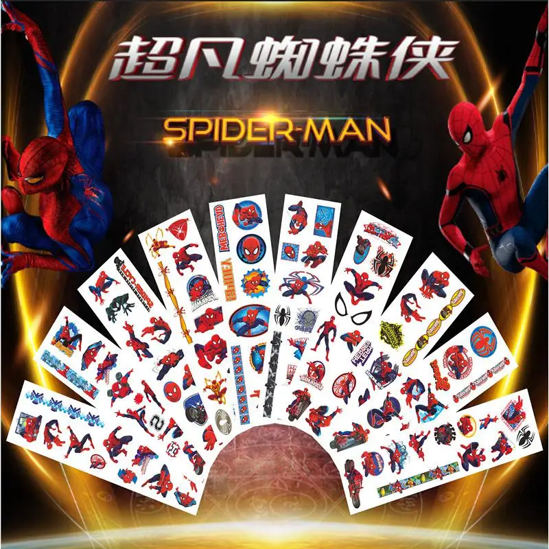 

Набор из 10 шт. Новые временные тату-наклейки Человек-паук 2026 года, мультяшные татуировки для подарка на день рождения, наклейки-тату для тела