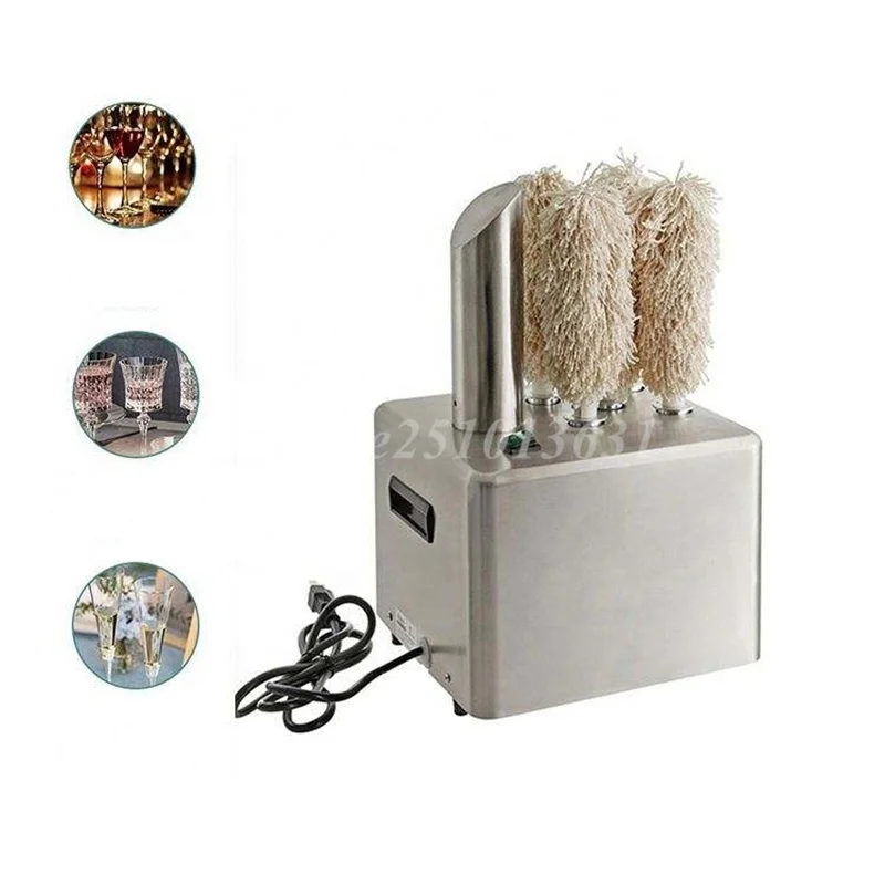 

5 Brushes Stainless Steel Electric Commercial Glassware Dryer Polishing Washer Wiping Machine Glass Cup Dryer and Polisher